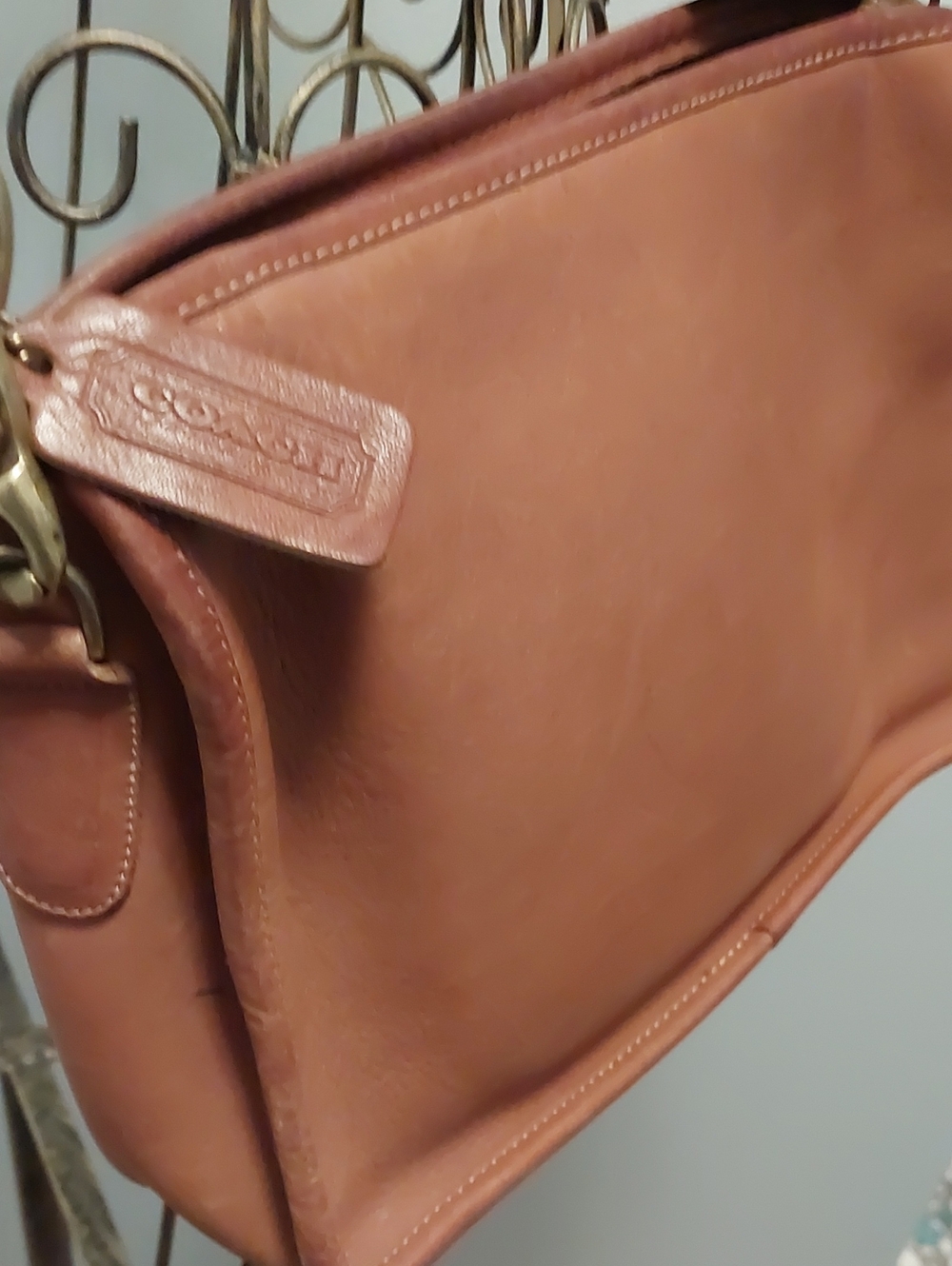 Coach Leather Shoulder Bag in Warm Tan